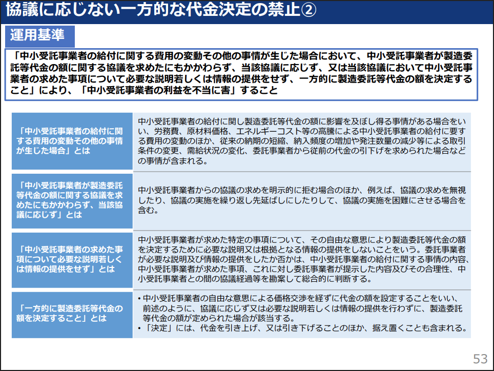 協議に応じない一方的な代金決定②の図
