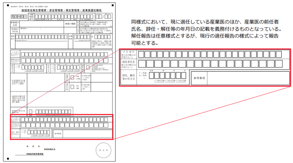 総括安全衛生管理者・安全管理者・衛生管理者・産業医選任報告（産業医の選任報告）_解任報告時の画像